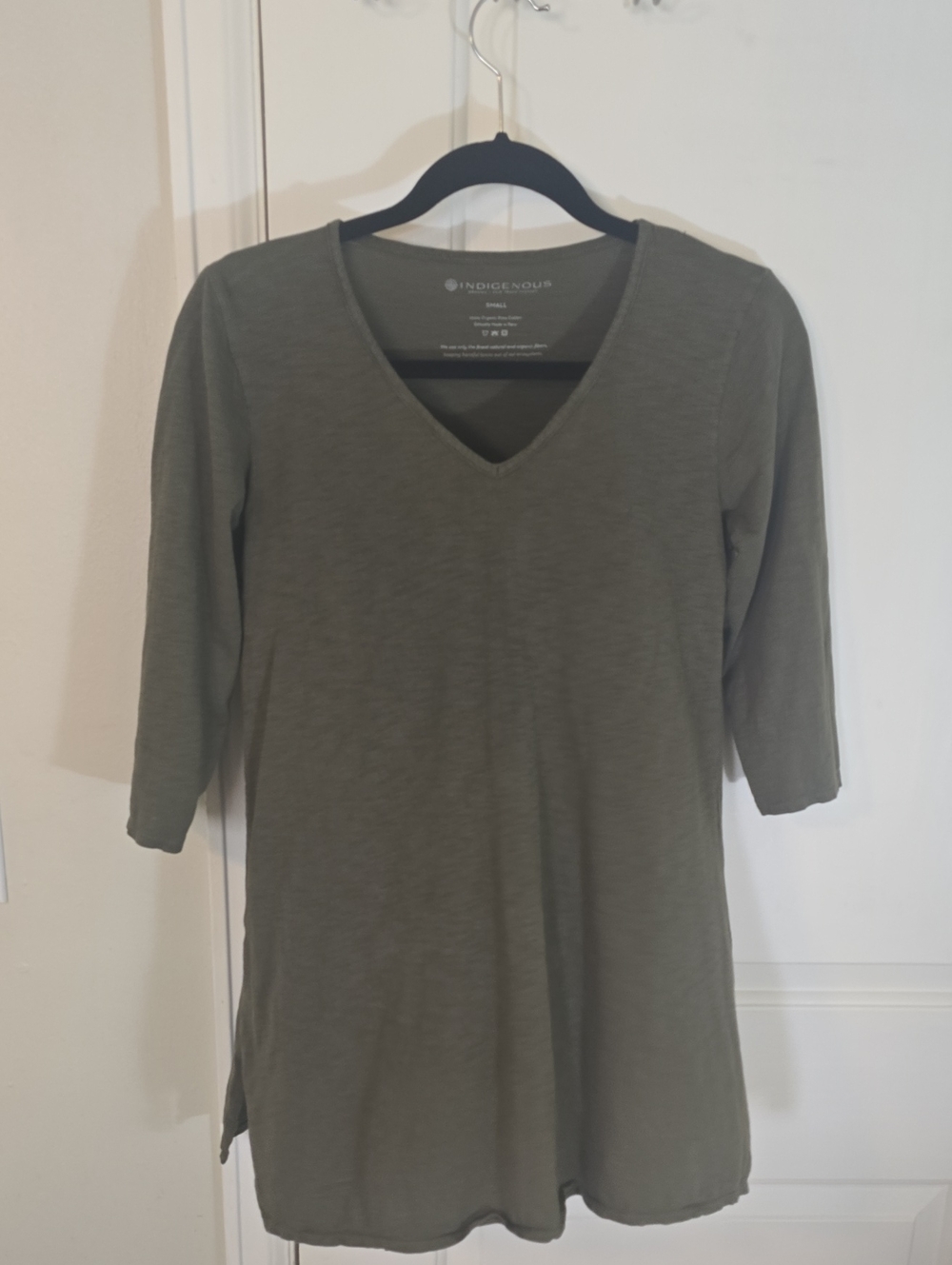 Indigenous Olive V-Neck Tunic Top